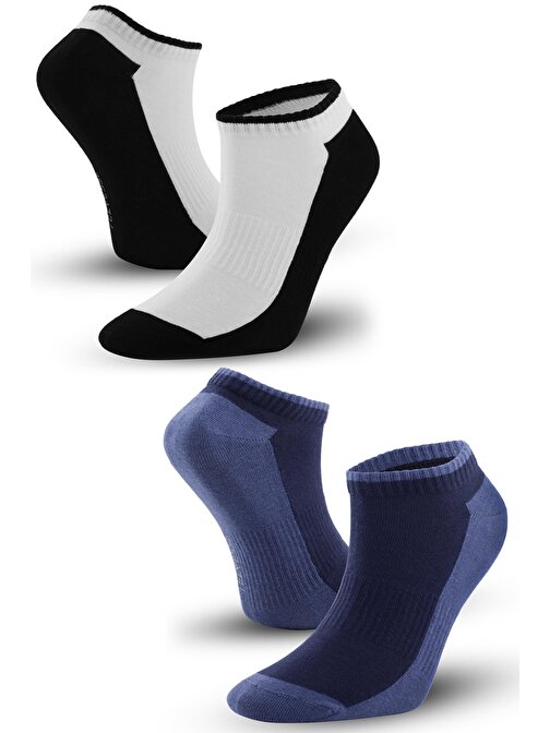 2 Çift Karışık Renk Marcher Dikişsiz Patik Çorap Spor Kısa Çift Renkli Kısa Konçlu Spor Çorabı 36-39