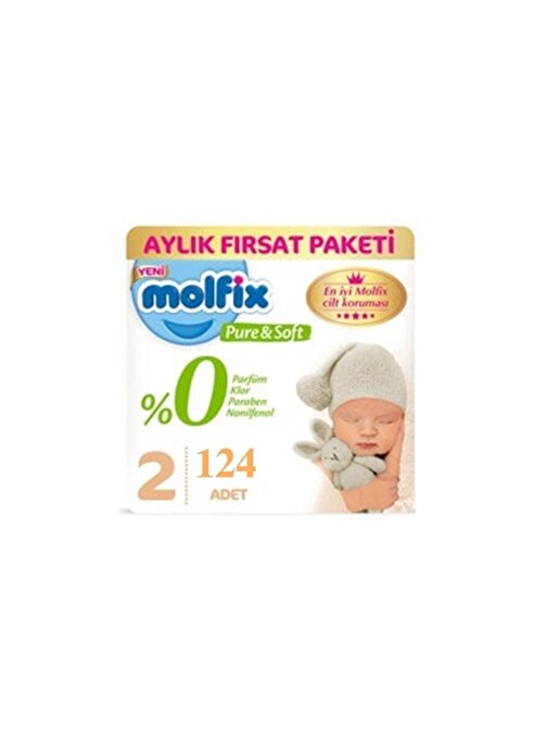 Molfix Pure Soft 3 - 6 kg 2 Numara Bebek Bezi 124 Adet