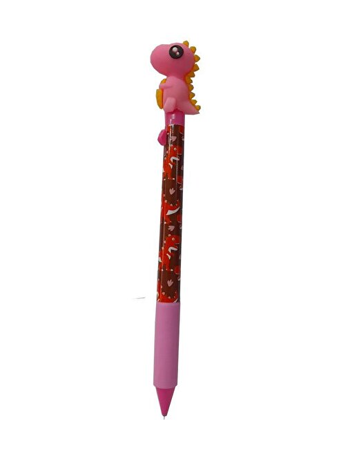 Artlantis Mikro Dinazor Başlıklı 0.7 mm Uçlu Kalem Versatil Kalem Süslü Silikonlu Hediyelik Kalem - Pembe
