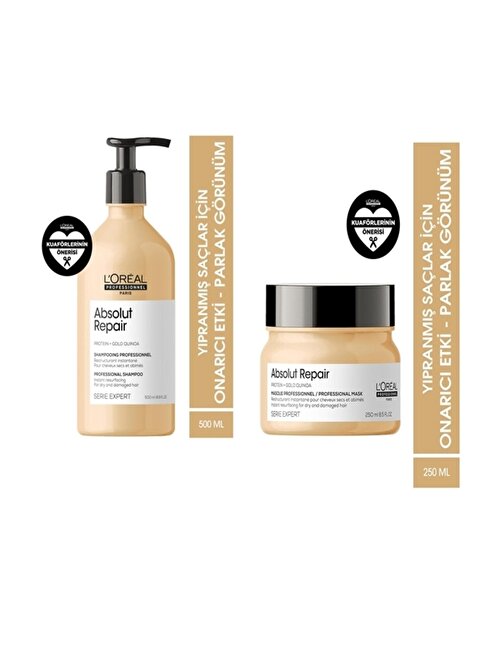 Loreal Serie Expert Absolut Repair Onarıcı Şampuan 500 ml + Serie Expert Absolut Onarıcı Maske