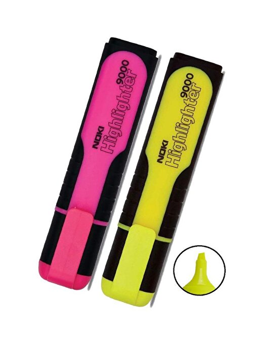 Noki  Sarı Pembe Noki Hıghlıghter 2 Renk Noki Fosforlu İşaretleme Kalemi Neon Renkler Set1