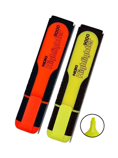 Noki  Sarı Turuncu Noki Hıghlıghter 2 Renk Noki Fosforlu İşaretleme Kalemi Neon Renkler