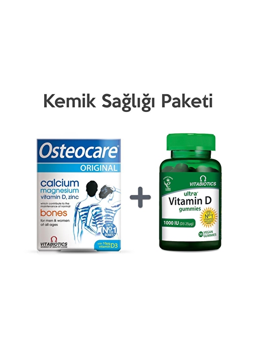 Vitabiotics Osteocare (30 Tablet) + Ultra Vitamin D Gummies - Kemik Sağlığı Paketi