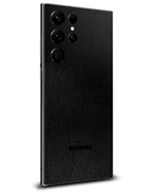 Ecr Mobile Samsung S23 Ultra ile Uyumlu Deri Siyah Desenli Arka Kaplama