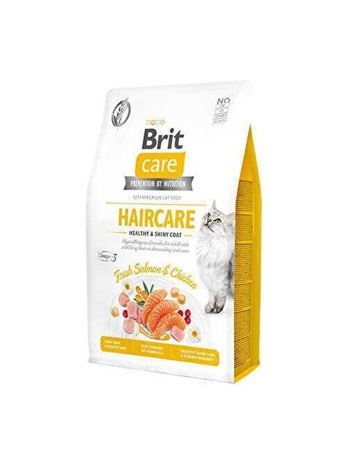 Brit Grain Free Haircare Healthy & Shiny Coat Tavuklu Ve Somonlu Hipoalerjenik Yetişkin Kedi Maması 7 Kg