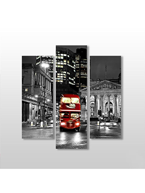 Otobüs Gece Sokaklar Kanvas Tablo 75X80 cm