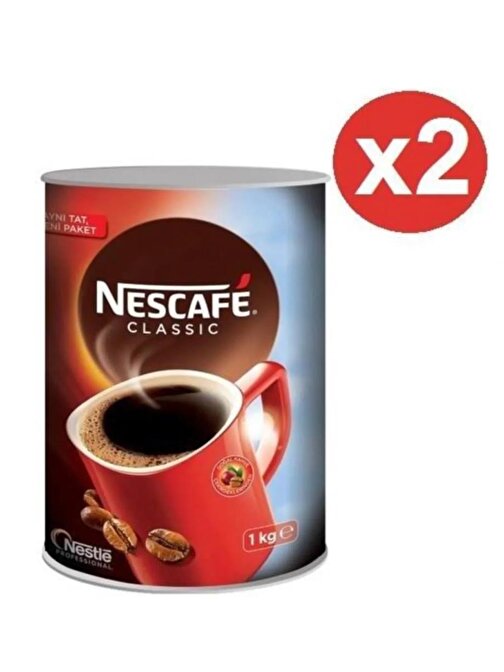 Nescafe Classic Hazır Kahve 1 Kg Teneke x 2 Adet