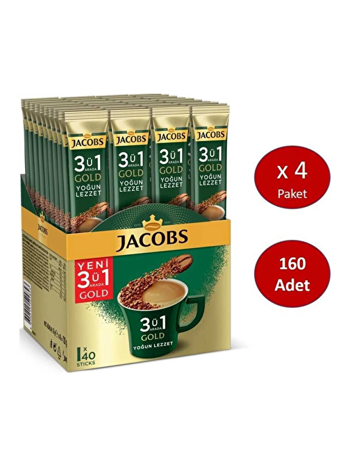Jacobs Gold 3'ü1 Arada Yoğun Lezzet 18 gr 40 Adet x 4