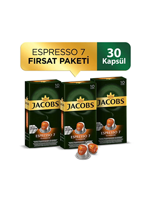 Jacobs Espresso 7 Classico Uyumlu Alüminyum Kapsül Kahve 10 Adet x 3 Paket