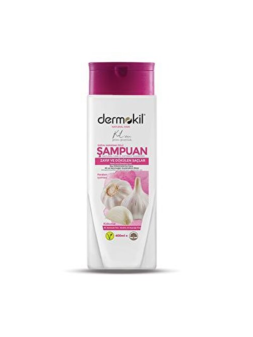 Dermokil Şampuan Doğal Kil Sarımsak Özlü Zayıf Dökülen Saçlar 400 ml