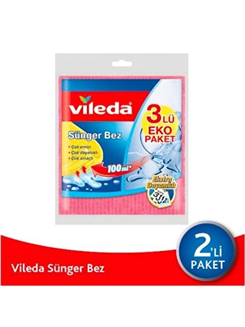 Vileda Mutfak Sünger Temizlik Bezi Renkli 3'lü x 2 Adet