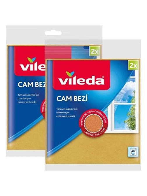 Vileda Cam Yüzeylerde Mikrofiber Cam Bezi Renkli 2'li x 2 Adet