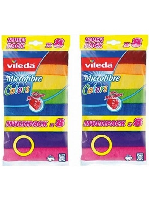 Vileda Tüm Yüzeyler Mikrofiber Temizlik Bezi Renkli 8'li x 2 Adet