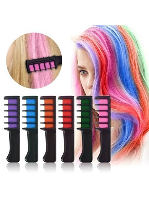 Pazariz Rengarenk Saç Boyama Tebeşiri - Mini Taraklı Konsept Saç Boyama Seti Hair Chalk 12 Li Set