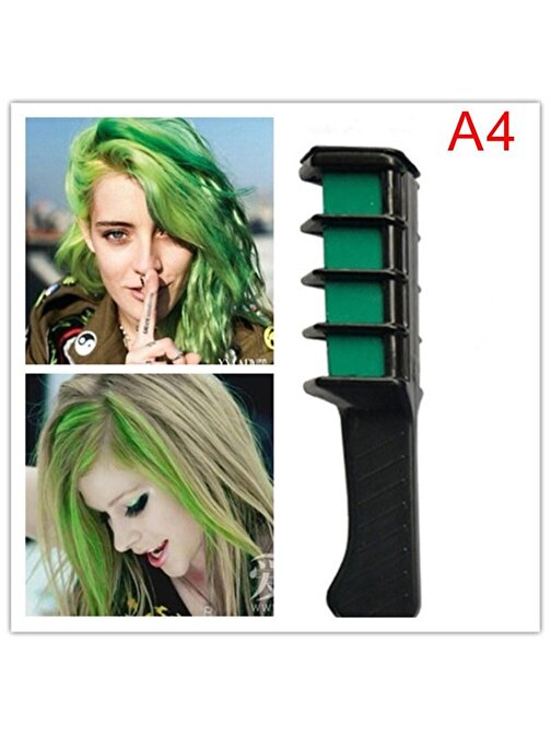 Pazariz Rengarenk Saç Boyama Tebeşiri - Mini Taraklı Konsept Saç Boyama Seti Hair Chalk Yeşil