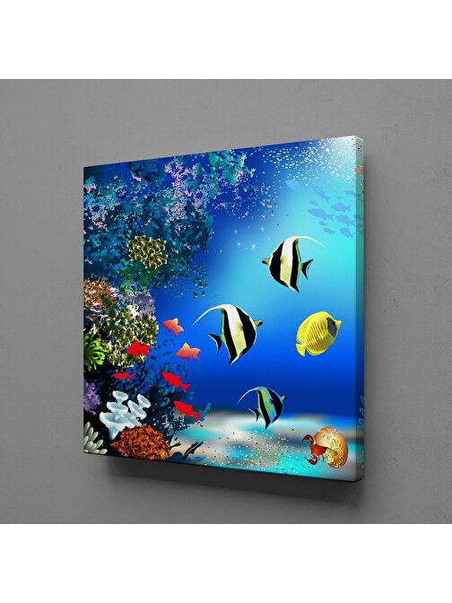 Technopa Akvaryumda Balıklar Kanvas Tablo 140x140 cm