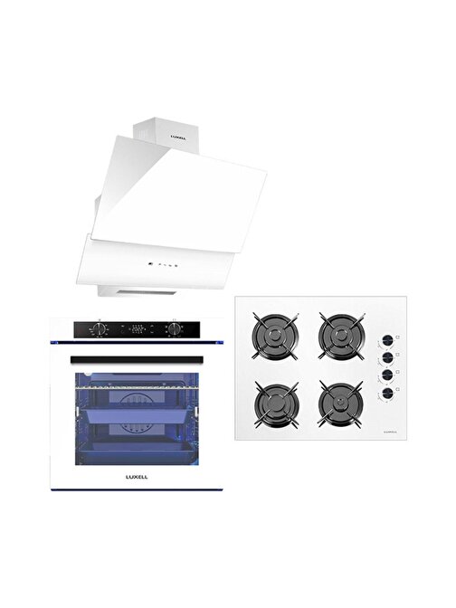 Luxell Dijital Göstergeli 88 lt Gazlı Cam 3'lü Ankastre Set Beyaz