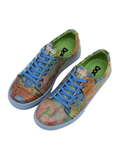 Kadın Vegan Deri Çok Renkli Sneakers - Vincent van Gogh The Bedroom Muse Tasarım