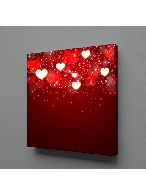 Technopa Işıklı Kalpler Kanvas Tablo 25x25 cm