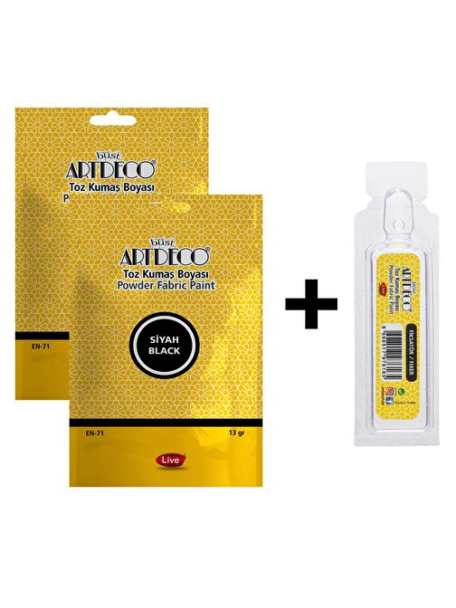 Artdeco Toz Kumaş Boyası Siyah 2 Paket+Fiske Sabitleme 1 Paket