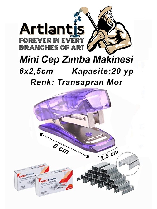 Artlantis Std S3T  Zımba Makinesi El Tipi Şekilli Gümüş  1 - 100 Adet