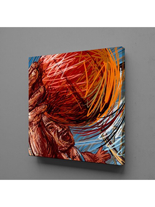 Technopa Basketbol Ve Top Temalı Kanvas Tablo 130x130 cm