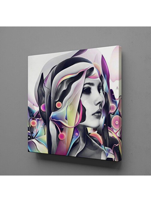 Technopa Kadın Temalı Dekoratif Kare Kanvas Tablo 120x120 cm
