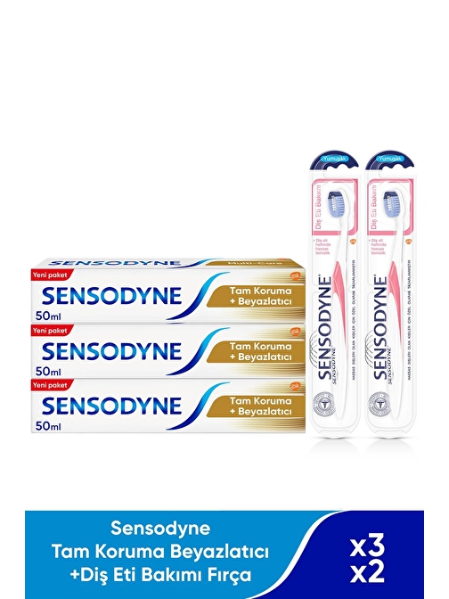 Sensodyne Tam Koruma Beyazlatıcı Diş Macunu x 3 + Diş Eti Bakımı Fırça x 2