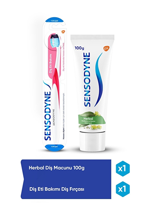 Sensodyne Herbal Diş Macunu 100G + Diş Eti Bakımı Fırça