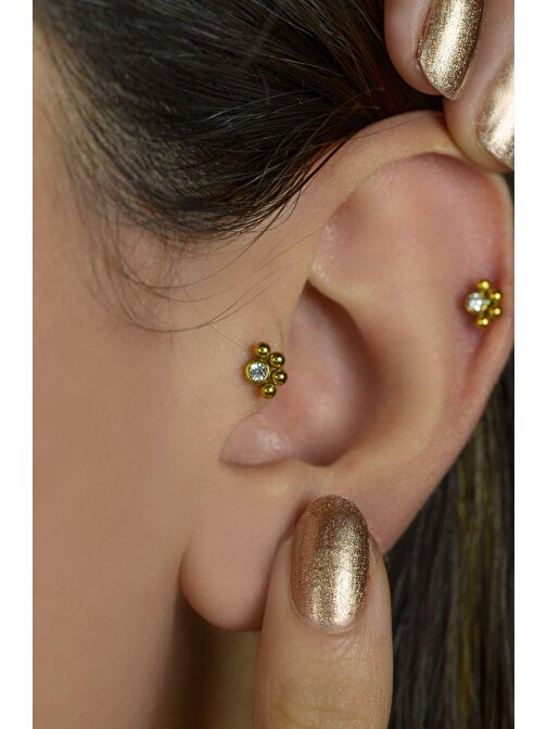 Gold Çelik Pati Model Piercing Tragus Helix Kıkırdak