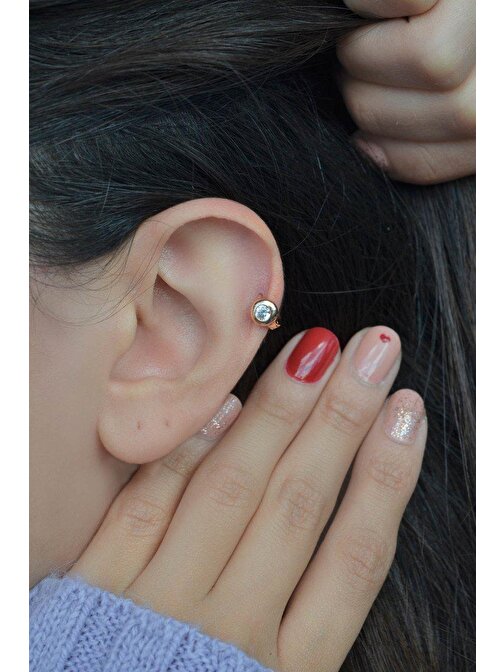 Tektaş Halka Tragus Piercing Helix Kıkırdak Küpesi