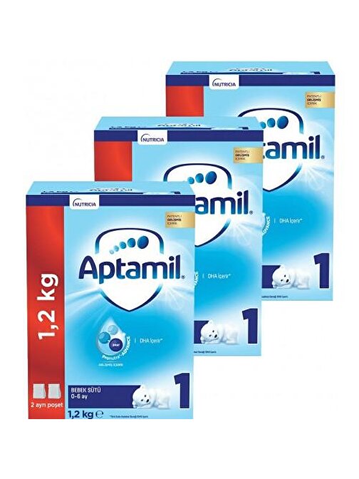 Aptamil 1 Yeni Formül Balık Yağı Laktoz Bebek Sütü 3x1200 gr 0-6 Ay