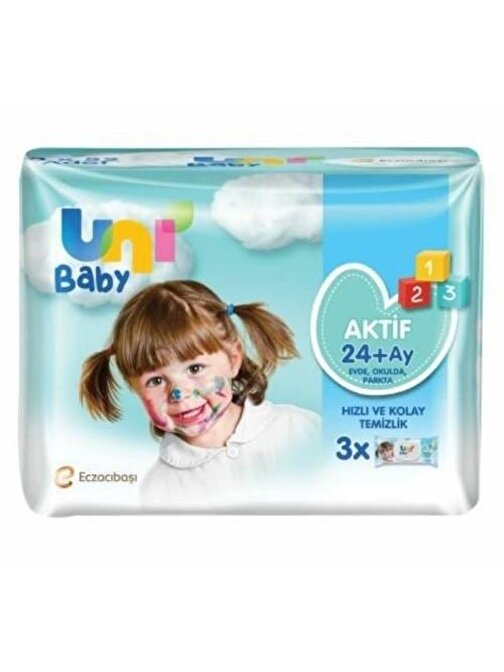 Uni Baby Aktif Oyna Öğren Islak Mendil 3'lü 156 Yaprak x 8 Adet