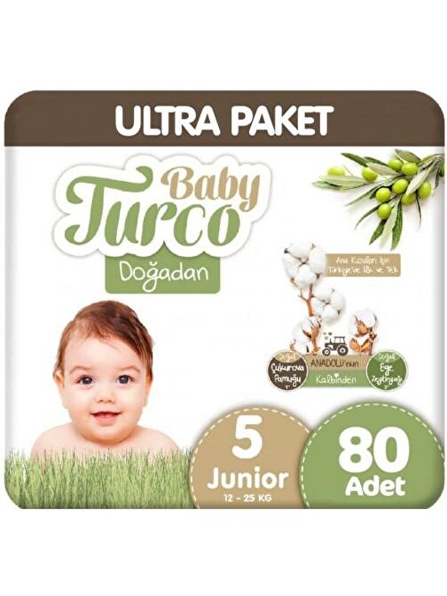Baby Turco Doğadan 11 - 18 kg 5 Numara Ultra Fırsat Paketi Bebek Bezi 80 Adet