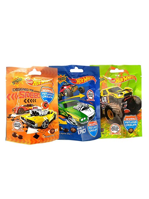 Hleks Shoogy Boom Gevrekli Çikolata Kaplı Patlayan Şeker Hot Wheels Lisanslı 50 gr x 3 Adet