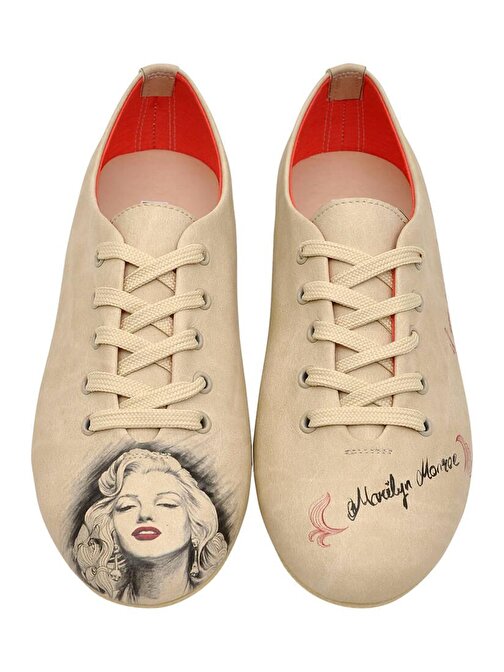 Kadın Vegan Deri Bej Günlük Ayakkabı - Marilyn Monroe Tasarım
