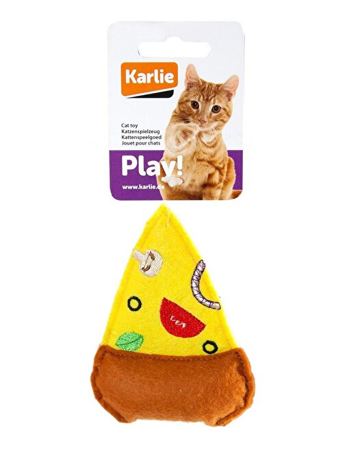 Karlie Peluş Kedi Oyuncağı Pizza 10,5 Cm Sarı