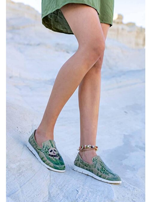 Kadın Vegan Deri Yeşil Günlük Ayakkabı - Bamboo Lover Tasarım