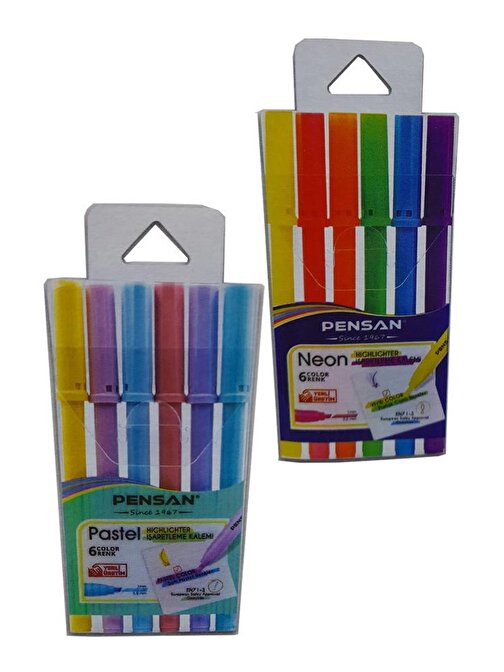 İşaret Kalemi 12 Renk Fosforlu Kalem 12 li 1 Paket  5 mm Fosforlu Kalem Seti