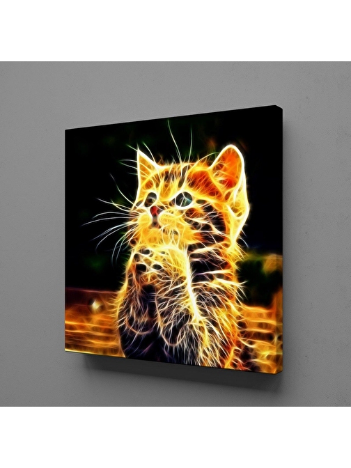 Technopa Işıltılı Kedi Kanvas Tablo 100x100 cm