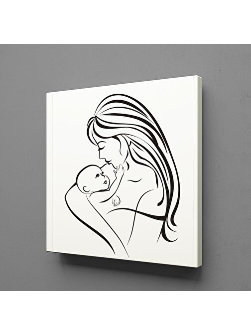 Technopa Bebeğiyle İlgilenen Anne Kanvas Tablo 25x25 cm