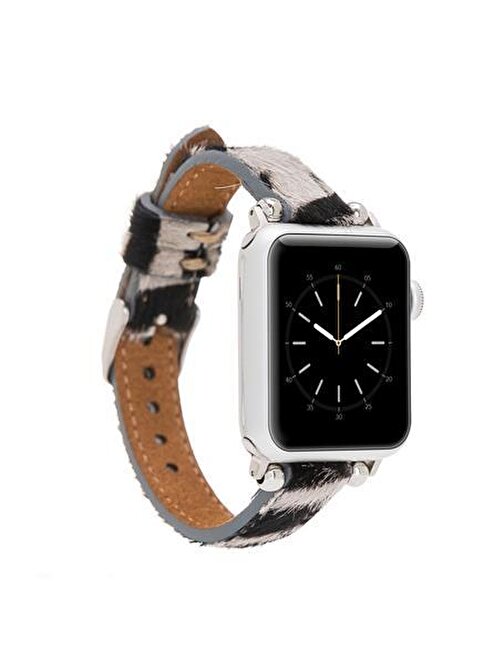 Bouletta Apple Watch 38 - 40 - 41 mm Deri Ferro ZE01N Akıllı Saat Kordonu Beyaz - Siyah