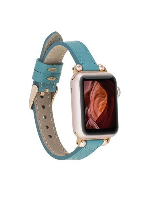 Bouletta Apple Watch 38 - 40 - 41 mm Deri Ferro CP05 Akıllı Saat Kordonu Açık Mavi