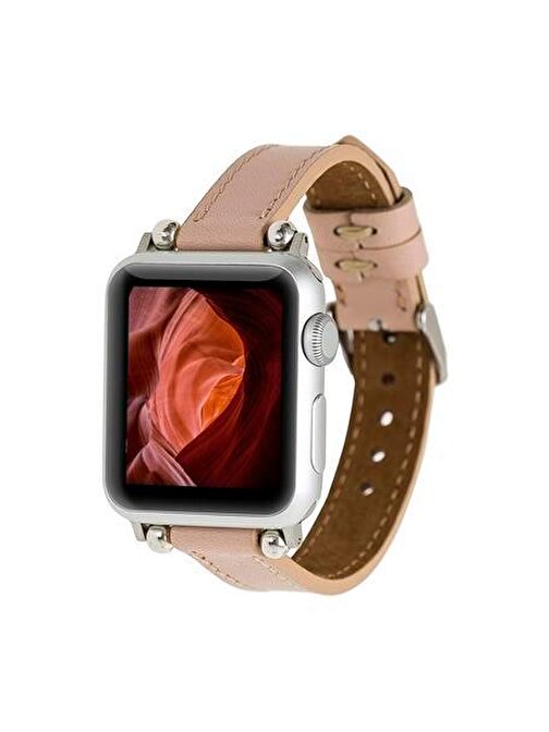 Bouletta Apple Watch Uyumlu Deri Kordon 38 - 40 - 41mm Ferro NU1 Pembe