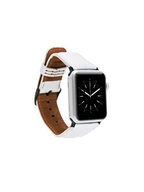 Bouletta Apple Watch 42 - 44 - 45 mm Deri F3 Akıllı Saat Kordonu Beyaz