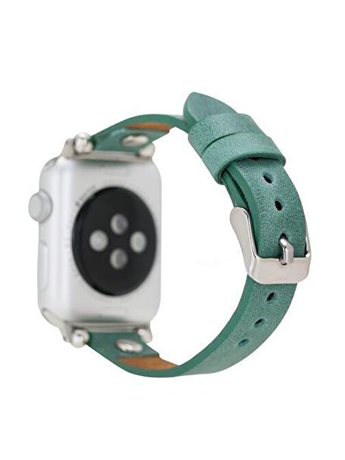 Bouletta Apple Watch Uyumlu Deri Kordon 38 - 40 - 41mm Ferro ST CZ12 Mint Yeşili