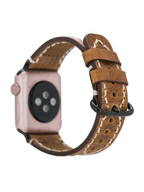 Bouletta Apple Watch 42 - 44 - 45 mm Deri DIAN V18 Akıllı Saat Kordonu Kahverengi