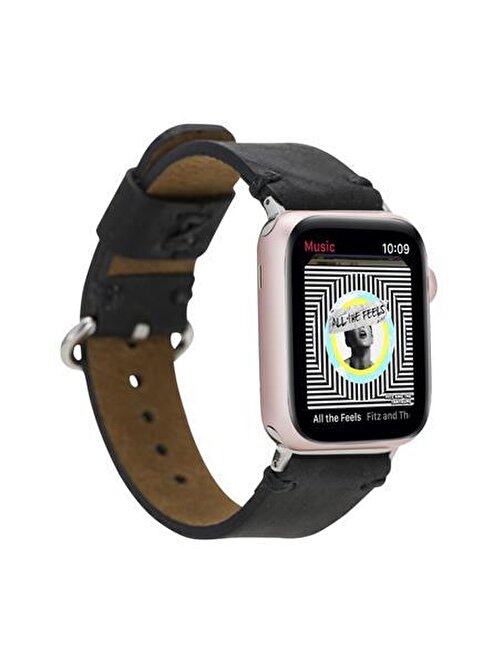 Bouletta Apple Watch Deri Orfe 42 - 44 - 45 mm G1 Akıllı Saat Kordonu Siyah
