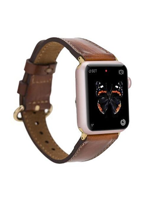 Bouletta Apple Watch 38 - 40 - 41 mm Deri ROM RST2EF Akıllı Saat Kordonu Kahverengi