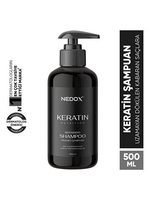 Nedox Yıpranmış Saçlar İçin Keratinli Saç Bakım Şampuanı 500 ml